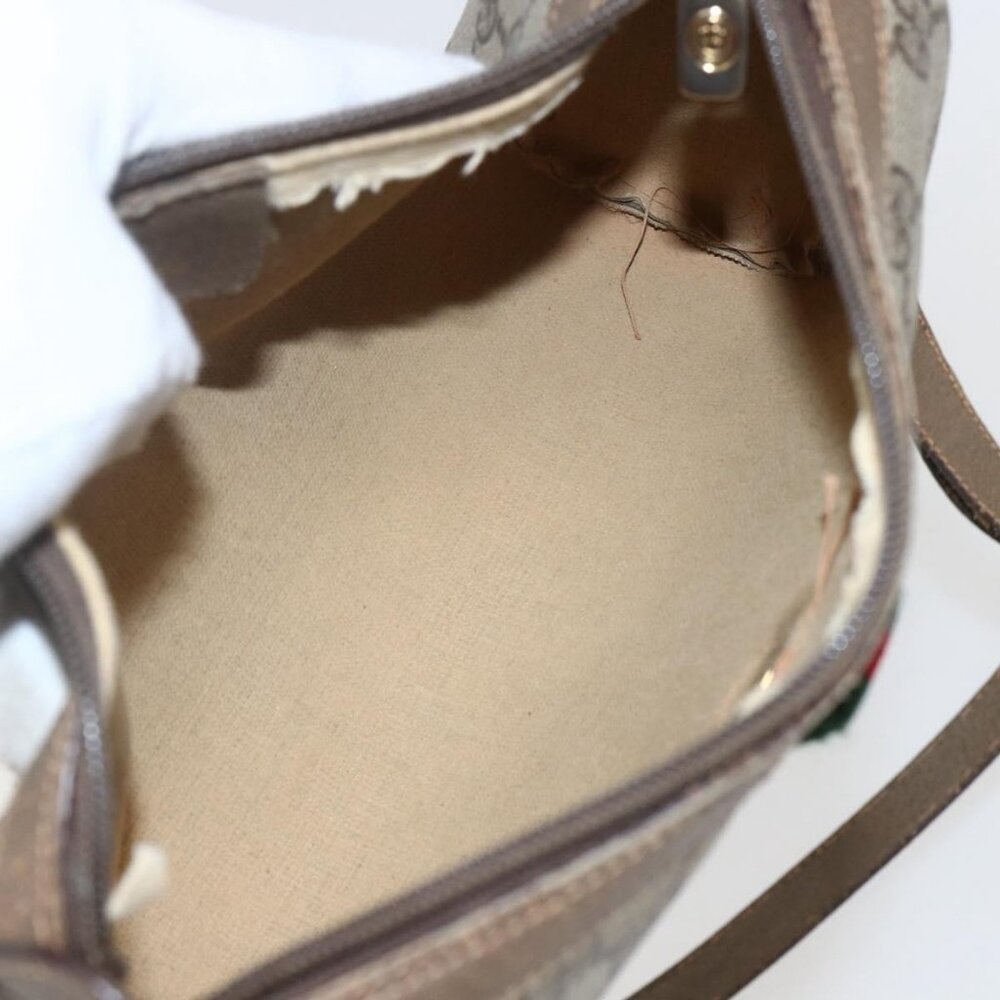 Authentic GUCCI GG Supreme Web Sherry Line Bag PVC Beige Gold 89 02 018 - Picture 3 of 16